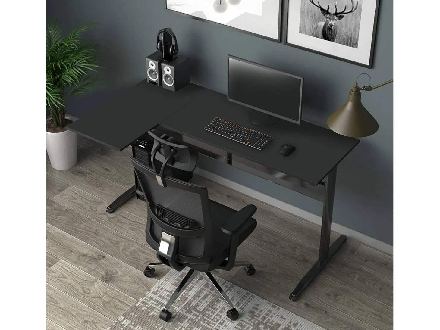 Mesa Dmarian, Mesa de canto, Mesa de escritório multiuso, Mesa de trabalho que economiza espaço, 80x140h75 cm, Preto