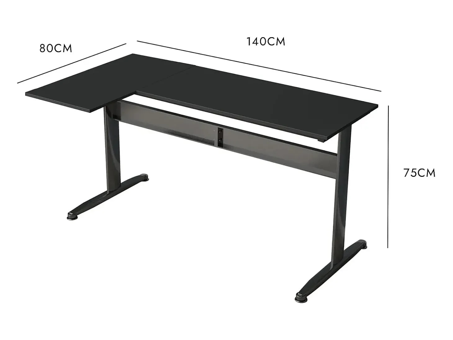 Mesa Dmarian, Mesa de canto, Mesa de escritório multiuso, Mesa de trabalho que economiza espaço, 80x140h75 cm, Preto