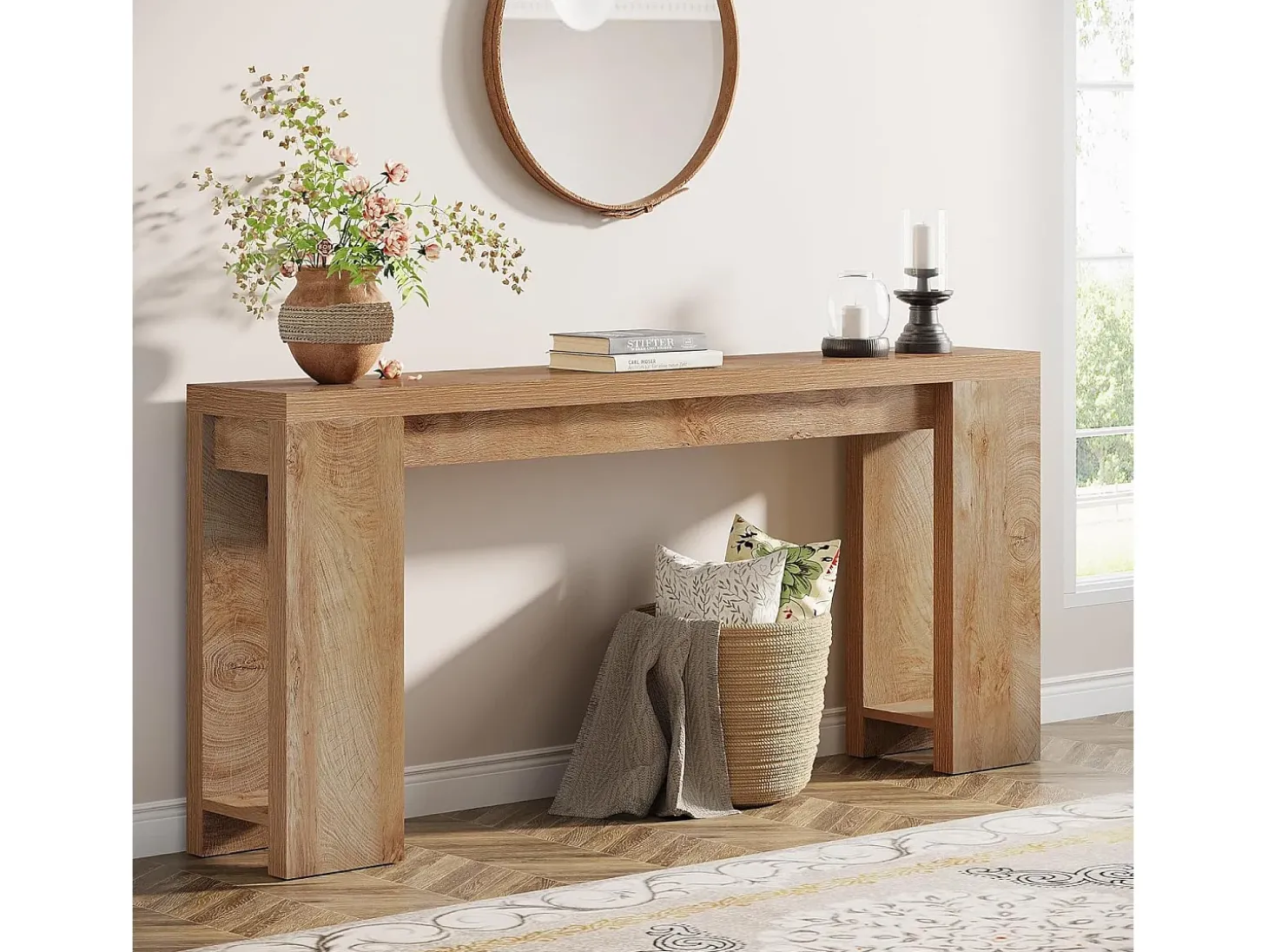 Mesa do Console 160 x 29,5 x 85 cm, Mesa Auxiliar, Mesa de Corredor, Mesa Baixa para Pequenos Espaços