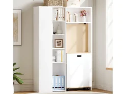 Mesa dobrável 2 em 1 com estante - 104,5 x 30,5 x 160 cm - com prateleiras + porta USB - MDF - Branca