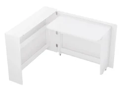 Mesa dobrável com rodízios e carregador sem fios - Acabamento em branco brilhante