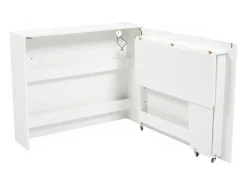 Mesa dobrável com rodízios e carregador sem fios - Acabamento em branco brilhante