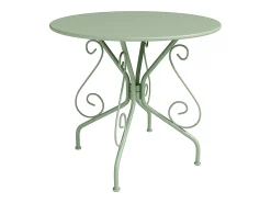 Mesa e 4 cadeiras de jardim metal ferro forjado verde-amêndoa GUERMANTES
