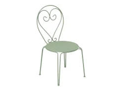 Mesa e 4 cadeiras de jardim metal ferro forjado verde-amêndoa GUERMANTES