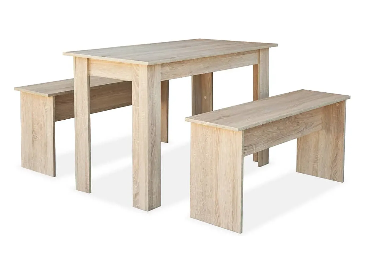 Mesa e bancos de jantar 3 pcs aglomerado carvalho