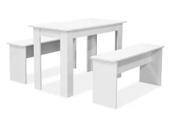 Mesa e bancos de jantar 3 pcs aglomerado branco