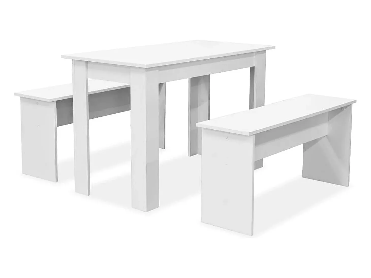 Mesa e bancos de jantar 3 pcs aglomerado branco