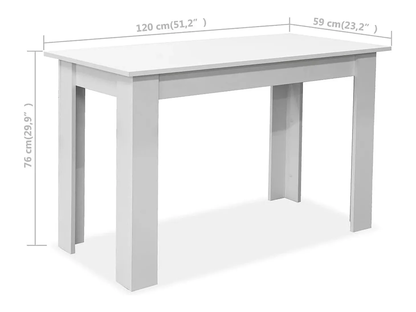 Mesa e bancos de jantar 3 pcs aglomerado branco