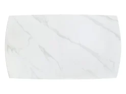 Mesa em cerâmica branca, base em metal preto, extensível 140x90-200x90 cm - BONIFACIO