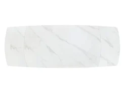 Mesa em cerâmica branca, base em metal preto, extensível 160x90-240x90 cm - BONIFACIO