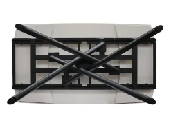 Mesa em cerâmica branca, base em metal preto, extensível 160x90-240x90 cm - BONIFACIO