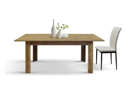 Mesa em madeira, acabamento em carvalho rústico, extensível 120x80 cm - 160x80 cm - ZAGABRIA