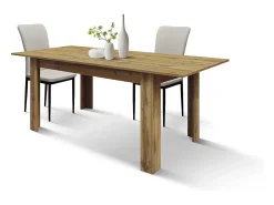 Mesa em madeira, acabamento em carvalho rústico, extensível 120x80 cm - 160x80 cm - ZAGABRIA