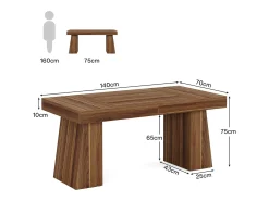 Mesa Executiva de 140 cm, Mesa de Escritório para Casa no Estilo Moderno do Meio do Século com Base em Doble Trapézio