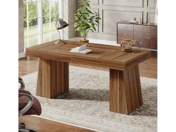 Mesa Executiva de 140 cm, Mesa de Escritório para Casa no Estilo Moderno do Meio do Século com Base em Doble Trapézio