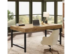 Mesa executiva industrial de 140 cm para escritório em casa, mesa de computador e laptop rústica e simples
