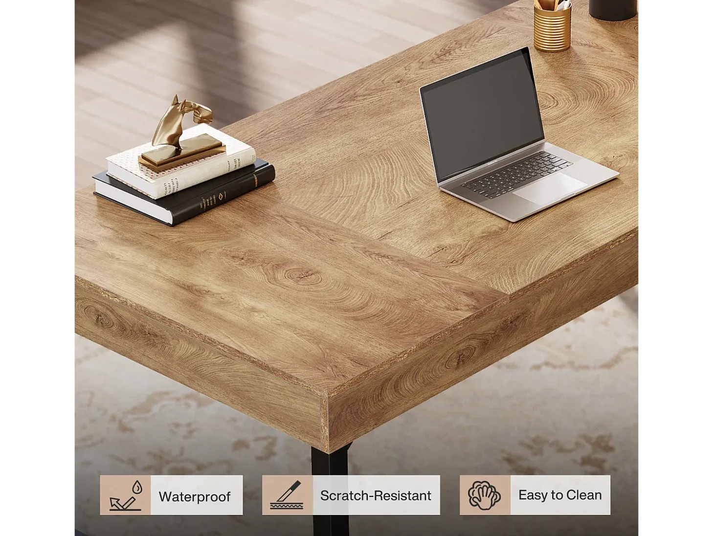 Mesa executiva industrial de 140 cm para escritório em casa, mesa de computador e laptop rústica e simples