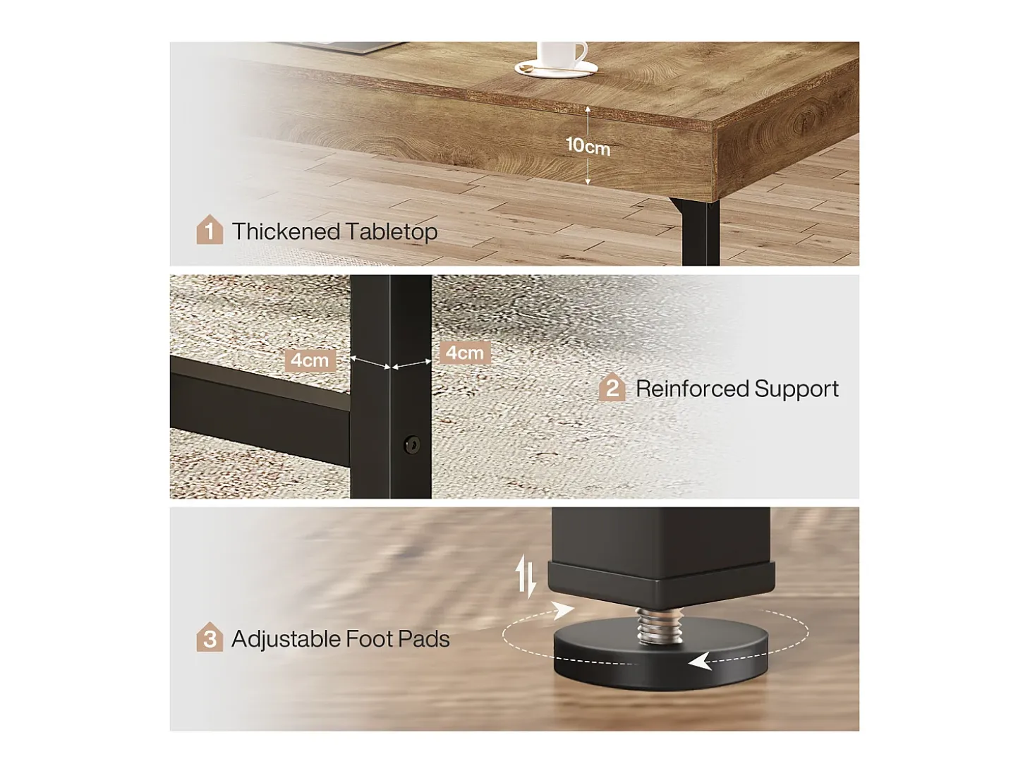 Mesa executiva industrial de 140 cm para escritório em casa, mesa de computador e laptop rústica e simples