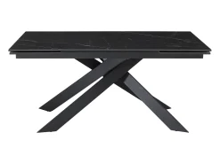 Mesa extens. cerâmica, vidro temp. e metal efeito mármore preto COREMA de Pascal MORABITO