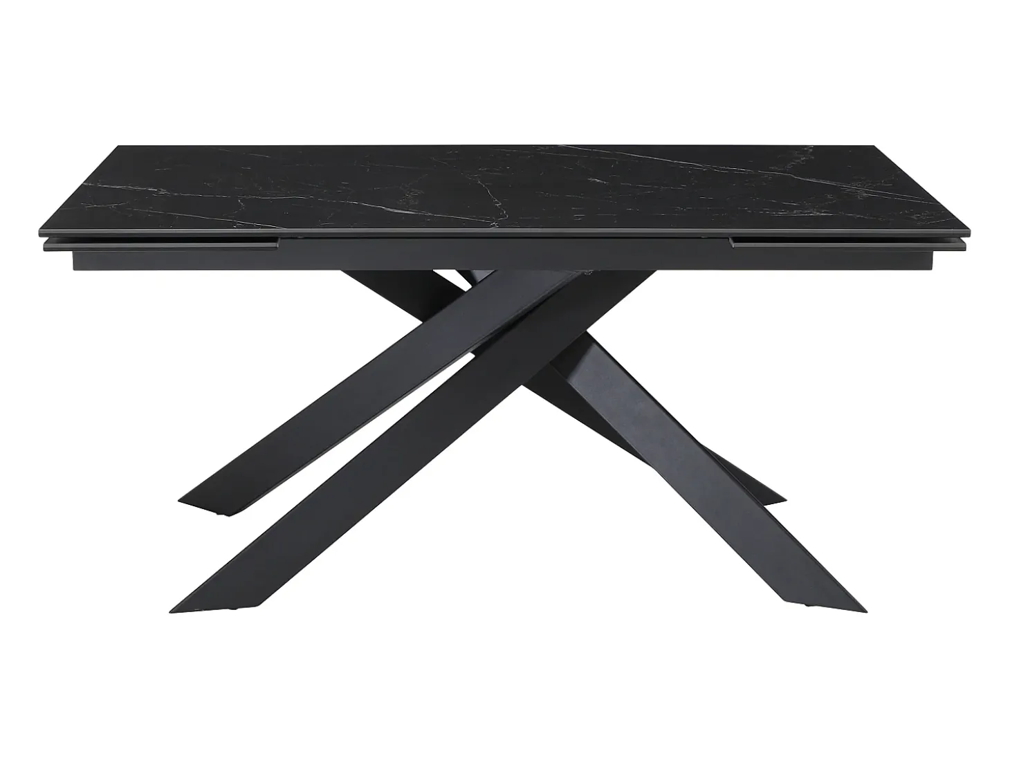 Mesa extens. cerâmica, vidro temp. e metal efeito mármore preto COREMA de Pascal MORABITO