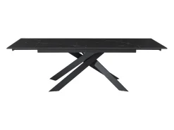 Mesa extens. cerâmica, vidro temp. e metal efeito mármore preto COREMA de Pascal MORABITO