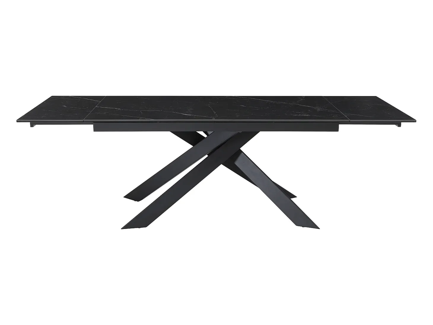 Mesa extens. cerâmica, vidro temp. e metal efeito mármore preto COREMA de Pascal MORABITO
