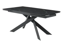 Mesa extens. cerâmica, vidro temp. e metal efeito mármore preto COREMA de Pascal MORABITO