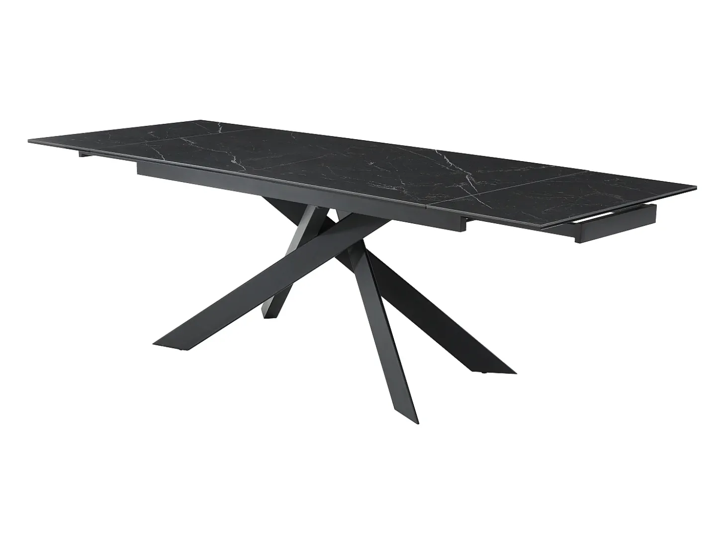Mesa extens. cerâmica, vidro temp. e metal efeito mármore preto COREMA de Pascal MORABITO