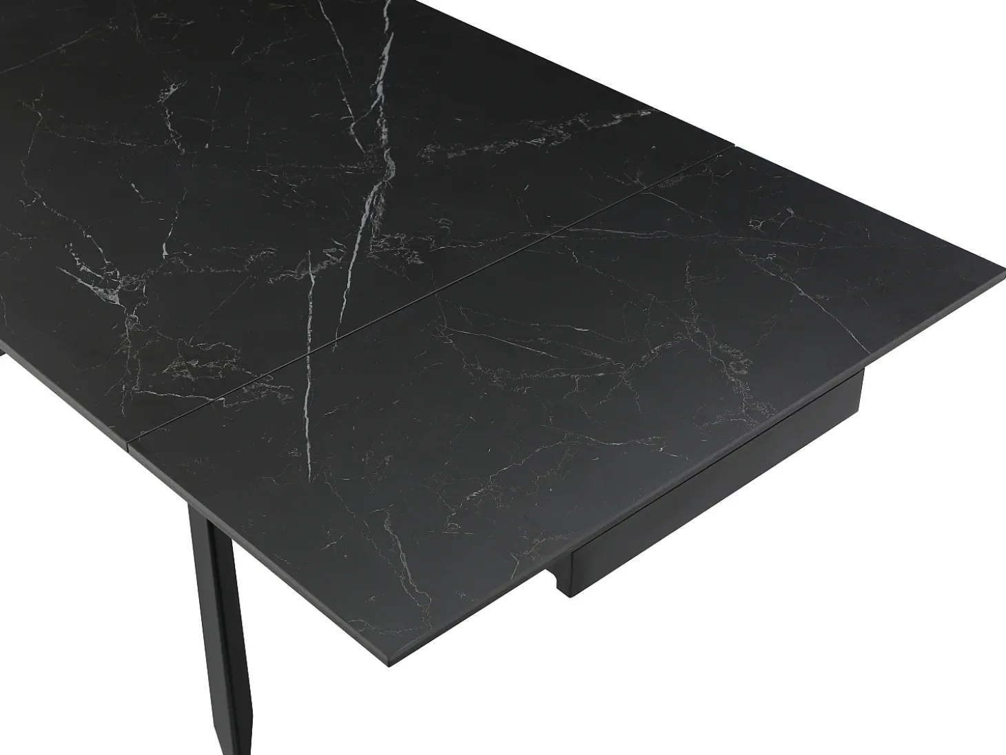 Mesa extens. cerâmica, vidro temp. e metal efeito mármore preto COREMA de Pascal MORABITO