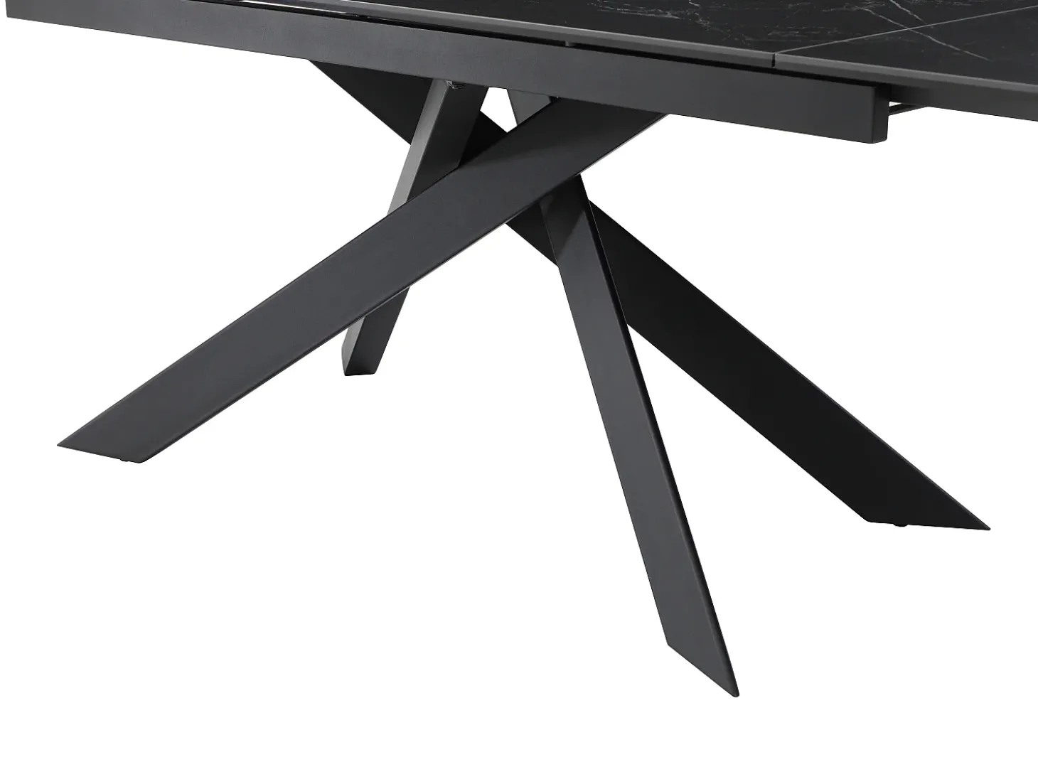 Mesa extens. cerâmica, vidro temp. e metal efeito mármore preto COREMA de Pascal MORABITO