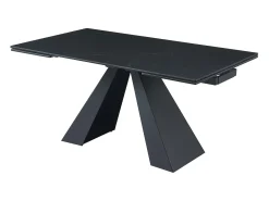 Mesa extens. vidro temp., cerâmica e metal efeito mármore preto LOZIPA de Pascal MORABITO