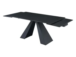 Mesa extens. vidro temp., cerâmica e metal efeito mármore preto LOZIPA de Pascal MORABITO