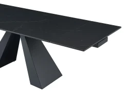 Mesa extens. vidro temp., cerâmica e metal efeito mármore preto LOZIPA de Pascal MORABITO