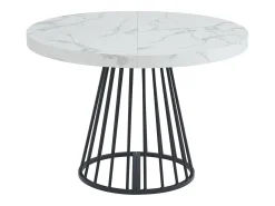 Mesa extensível 2 a 12 lugares em MDF e aço efeito mármore branco e preto - FIRELA