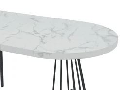 Mesa extensível 2 a 12 lugares em MDF e aço efeito mármore branco e preto - FIRELA