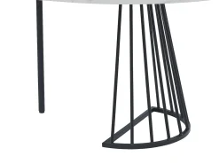 Mesa extensível 2 a 12 lugares em MDF e aço efeito mármore branco e preto - FIRELA