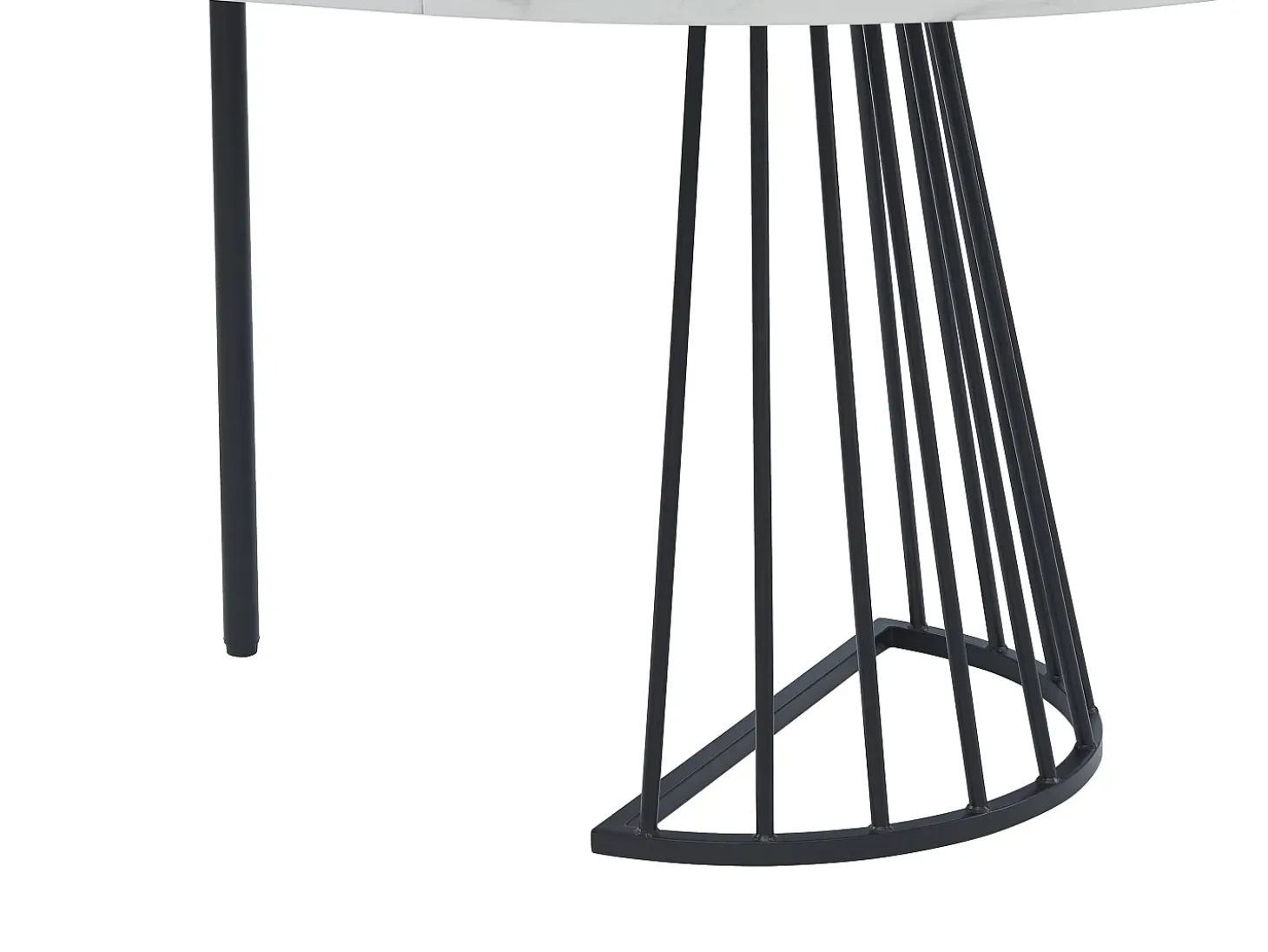 Mesa extensível 2 a 12 lugares em MDF e aço efeito mármore branco e preto - FIRELA