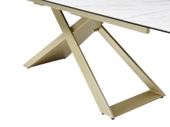 Mesa extensível 6 a 10 lugares cerâmica e vidro temperado efeito mármore branco - XERENA