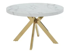 Mesa extensível 4 a 8 lugares em MDF e aço efeito mármore branco e dourado - KOMONI