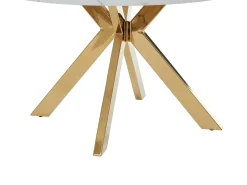 Mesa extensível 4 a 8 lugares em MDF e aço efeito mármore branco e dourado - KOMONI
