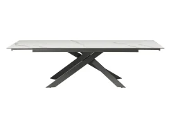 Mesa extensível cerâmica e vidro temperado efeito mármore branco e antracite - COREMA