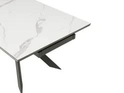 Mesa extensível cerâmica e vidro temperado efeito mármore branco e antracite - COREMA