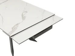 Mesa extensível cerâmica e vidro temperado efeito mármore branco e antracite - COREMA