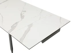 Mesa extensível cerâmica e vidro temperado efeito mármore branco e antracite - COREMA
