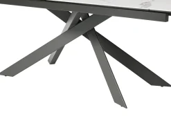 Mesa extensível cerâmica e vidro temperado efeito mármore branco e antracite - COREMA