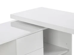 Mesa extensível com tampo giratório de 360° em MDF lacado branco - PAVELO