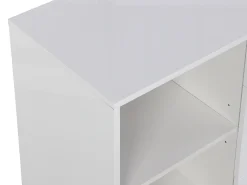 Mesa extensível com tampo giratório de 360° em MDF lacado branco - PAVELO