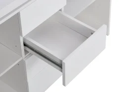 Mesa extensível com tampo giratório de 360° em MDF lacado branco - PAVELO