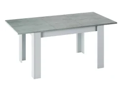 Mesa extensível Dalice, Consola extensível para sala de jantar, Mesa de cozinha de abertura com extensão, 140/190x90h78 cm, Cimento e Branco