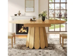 Mesa extensível de 118-158 x 118 cm para 6 pessoas - Cor natural clara